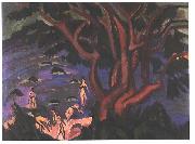 Ernst Ludwig Kirchner red tree on the beach oil painting on canvas